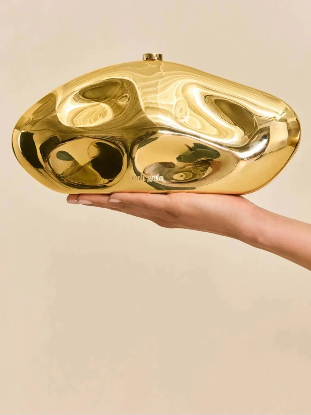 Gold Sculptural Evening Clutch NWOT